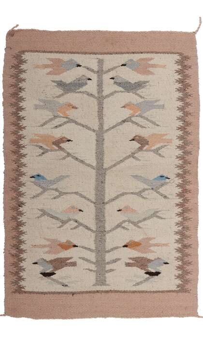2 x 3 Antique Navajo Pictorial Tree of Life Rug 78719