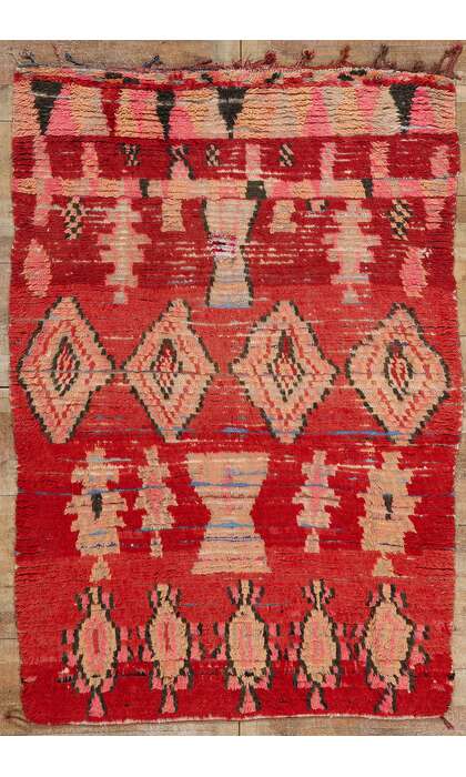 5 x 8 Vintage Red Boujad Moroccan Rag Rug 21766