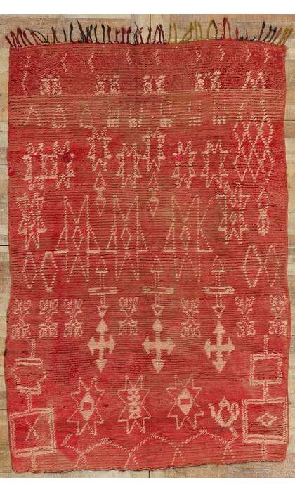 5 x 8 Vintage Red Boujad Moroccan Rug 21814