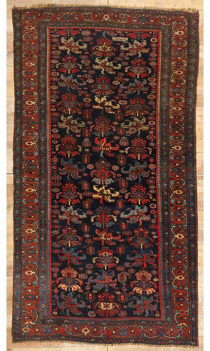 5 x10 Antique Navy Blue Persian Bijar Rug 76771