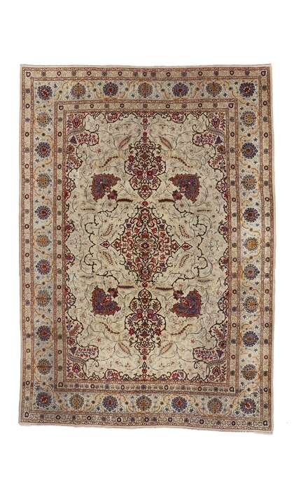 9 x 12 Antique Persian Kashan Rug 73351