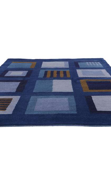5 x 8 Vintage Blue Swedish Scandinavian Modern Rug 78735