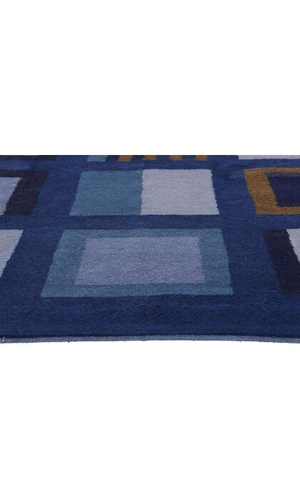 5 x 8 Vintage Blue Swedish Scandinavian Modern Rug 78735