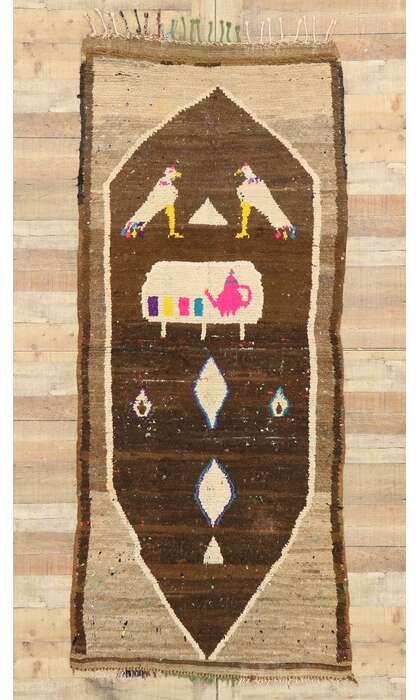 3 x 9 Vintage Brown Moroccan Rug 20582