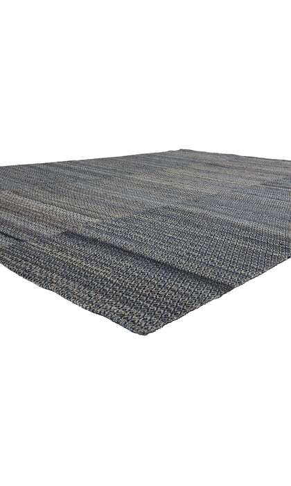 9 x 12 Modern Blue Earth-Tone Diamond Kilim Rug 81099