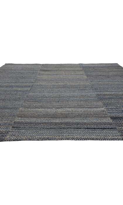 9 x 12 Modern Blue Earth-Tone Diamond Kilim Rug 81099