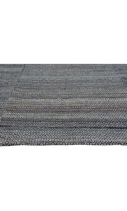 9 x 12 Modern Blue Earth-Tone Diamond Kilim Rug 81099