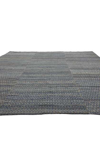 9 x 12 Modern Blue Earth-Tone Geometric Kilim Rug 81102