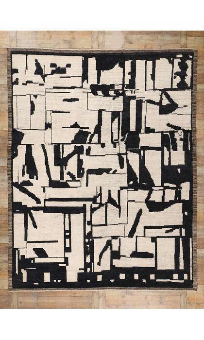 9 x 12 Modern Brutalist Moroccan Rug 81079