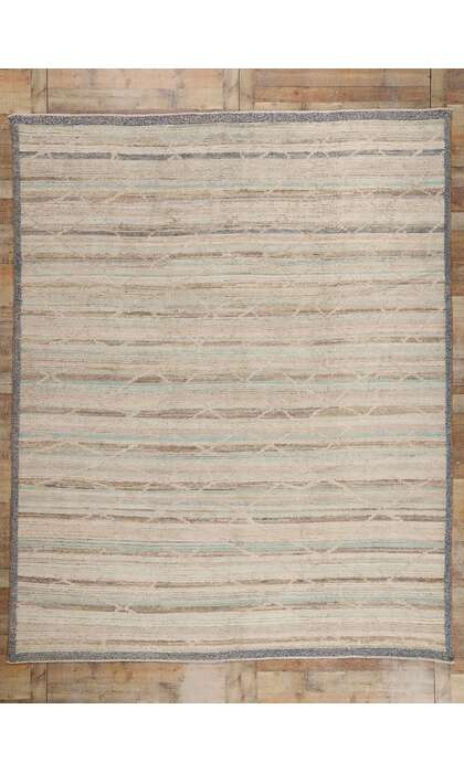 9 x 11 Modern Boho Tonal Striped Moroccan Rug 81078