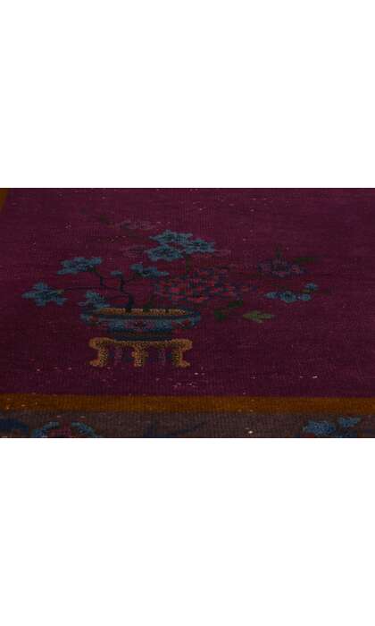 5 x 8 Antique Purple Chinese Art Deco Rug 78725