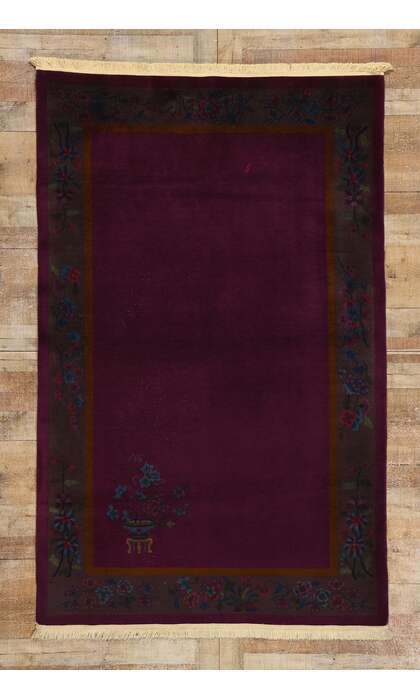 5 x 8 Antique Purple Chinese Art Deco Rug 78725