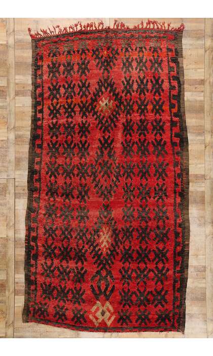7 x 13 Vintage Red Talsint Moroccan Rug 21468