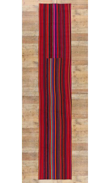 2 x 13 Colorful Vintage Turkish Striped Kilim Rug Runner 78741