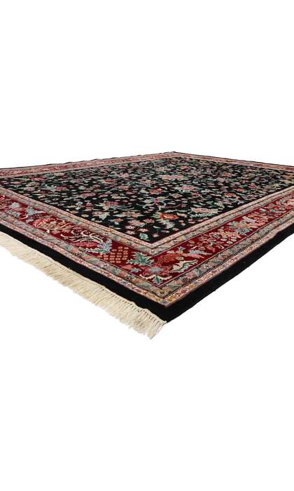 9 x 12 Vintage Black Indian Floral Rug 78706