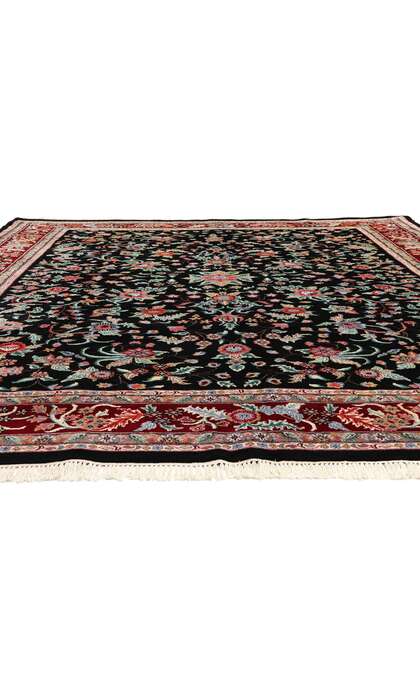 9 x 12 Vintage Black Indian Floral Rug 78706
