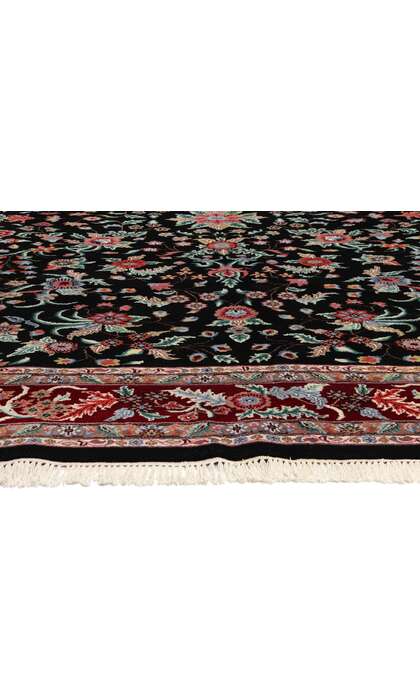 9 x 12 Vintage Black Indian Floral Rug 78706