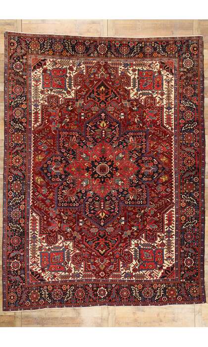 9 x 13 Vintage Persian Heriz Rug 53880