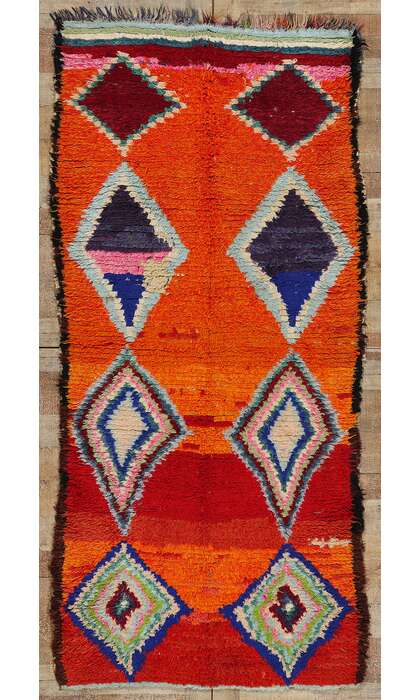 4 x 8 Vintage Orange Boujad Moroccan Rug 21830