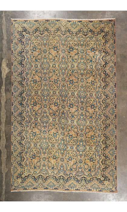10 x 16 Vintage Persian Yazd Rug 76504