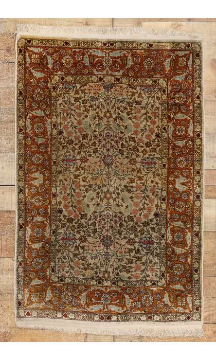 2 x 3 Vintage Turkish Silk Hereke Rug 78733