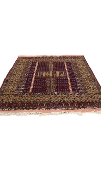 4 x 5 Vintage Turkoman Afghan Rug 76995
