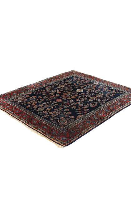 3 x 4 Antique Navy Blue Persian Mohajeran Sarouk Rug 78763