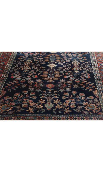 3 x 4 Antique Navy Blue Persian Mohajeran Sarouk Rug 78763