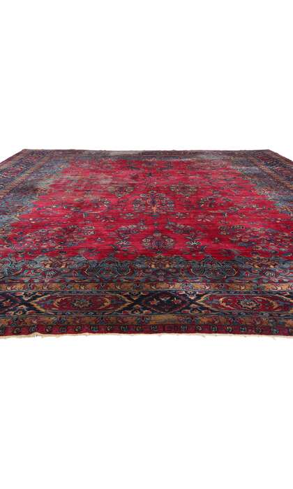 13 x 17 Antique Red Persian Kerman Rug 78753