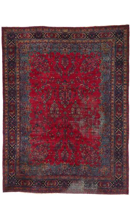 13 x 17 Antique Red Persian Kerman Rug 78753