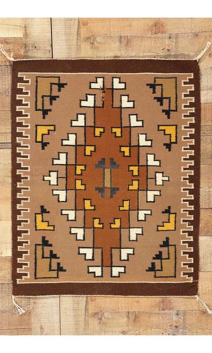 2 x 3 Antique Brown Two Grey Hills Navajo Rug 78748