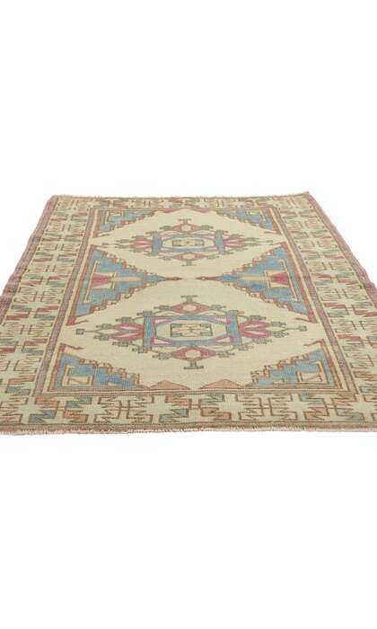 3 x 5 Vintage Blue Turkish Oushak Rug 53926
