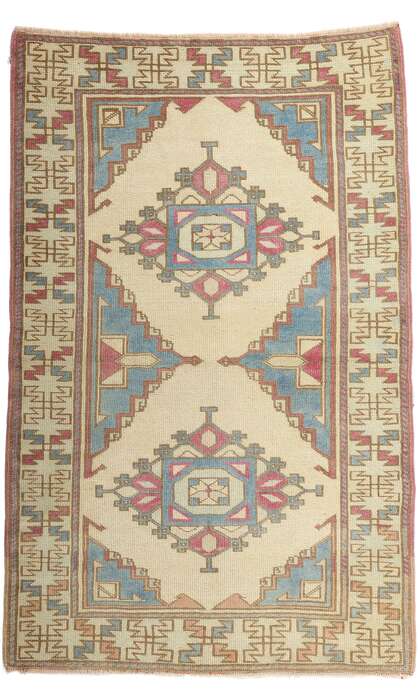 3 x 5 Vintage Blue Turkish Oushak Rug 53926