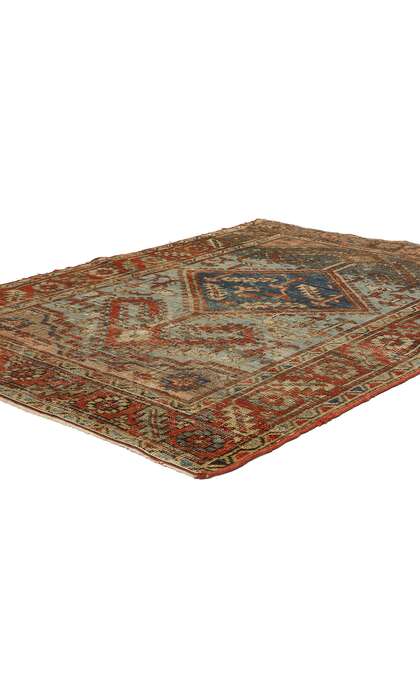 4 x 5 Antique-Worn Persian Heriz Rug 78672