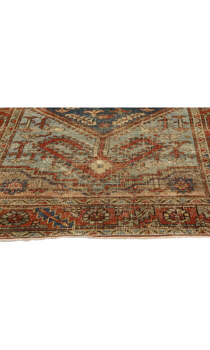 4 x 5 Antique-Worn Persian Heriz Rug 78672