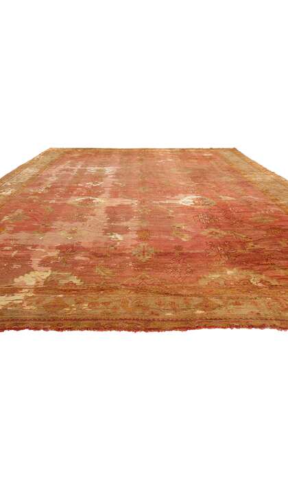 12 x 17 Distressed Antique-Worn Turkish Oushak Rug