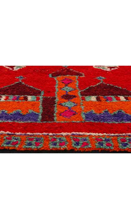 3 x 11 Vintage Red Kurdish Mosque Pictorial Rug 53908