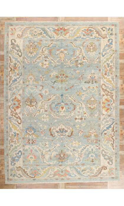 10x14 Modern Light Blue Persian Sultanabad Rug 61296
