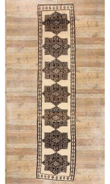 3 x 14 Vintage Neutral Kurdish Rug Runner 53907