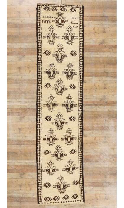 3 x 15 Neutral Vintage Kurdish Rug Runner 53885