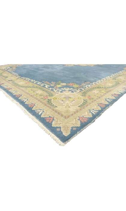 12 x 18 Large Vintage Blue Floral Indian Rug 77509