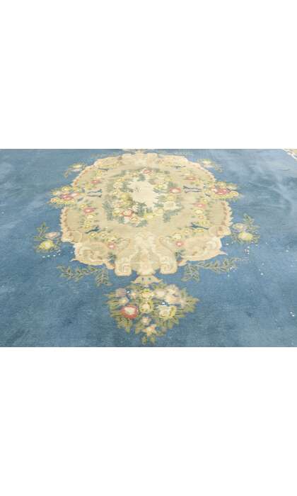 12 x 18 Large Vintage Blue Floral Indian Rug 77509