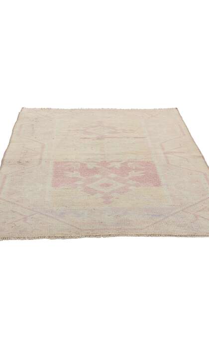 3 x 4 Vintage Pastel Turkish Oushak Rug 53932