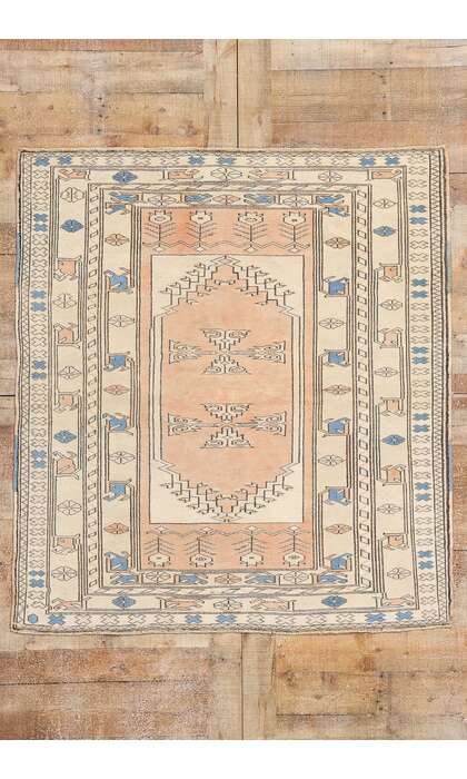 3 x 4 Vintage Peach Turkish Oushak Rug 53927