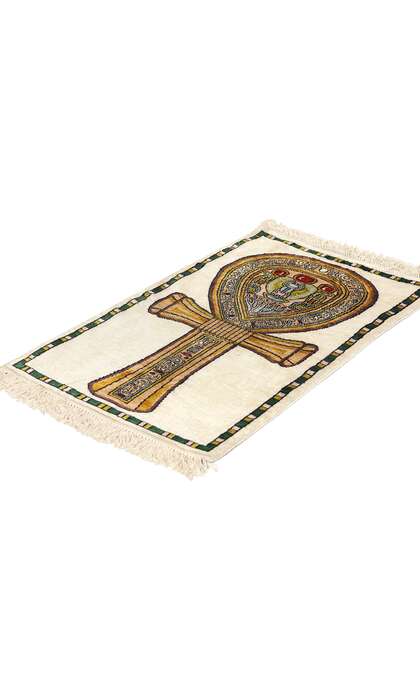 1 x 2 Vintage Egyptian Ankh Motif Rug 78745