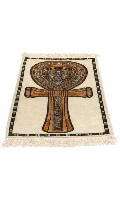 1 x 2 Vintage Egyptian Ankh Motif Rug 78745
