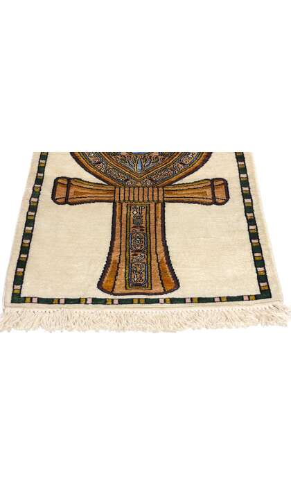1 x 2 Vintage Egyptian Ankh Motif Rug 78745