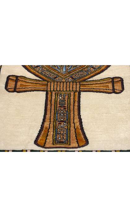 1 x 2 Vintage Egyptian Ankh Motif Rug 78745