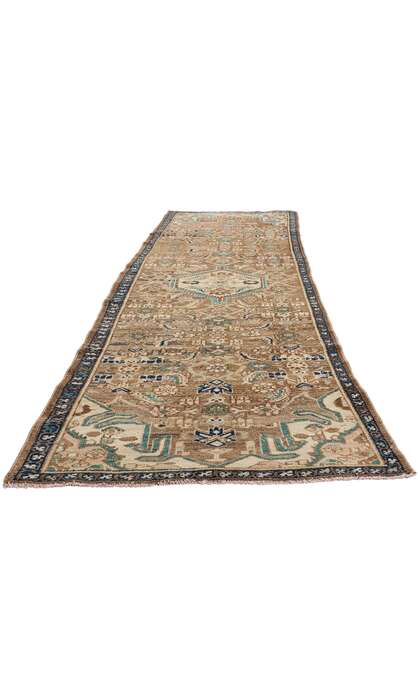 3 x 9 Vintage Brown Persian Hamadan Rug 53940