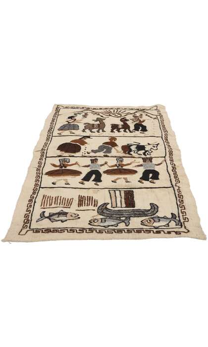 2 x 5 Hand-Embroidered Vintage Peruvian Tapestry 78756